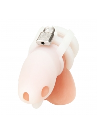 Белая клетка для пениса Silicone Small 2 in Cock Cage With Ball Divider - BlueLine - купить с доставкой в Кургане