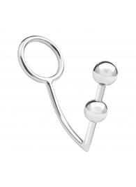Кольцо на пенис с анальным стимулятором Two Bead Stainless Steel Anal Hook   Cock Ring - BlueLine - в Кургане купить с доставкой