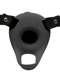 Черный полый страпон с вибрацией 2’’ Erection 28X Smooth Vibrating Silicone Penis Sheath - XR Brands - купить с доставкой в Кургане