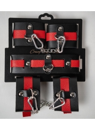 Черно-красный набор фиксаций: наручники, оковы и ошейник - Crazy Handmade - купить с доставкой в Кургане