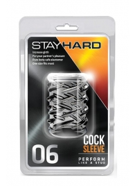 Прозрачная насадка с объёмными чёрточками STAY HARD COCK SLEEVE 06 CLEAR - Blush Novelties - в Кургане купить с доставкой