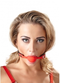 Силиконовый кляп-шар на чёрных ремешках Red Gag silicone - Orion - купить с доставкой в Кургане