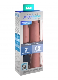 Телесная вибронасадка на член 3  Vibrating Mega X-tension with Remote - 22,9 см. - Pipedream - в Кургане купить с доставкой