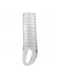 Прозрачная насадка на пенис с ребрышками и подхватом мошонки - Baile - в Кургане купить с доставкой