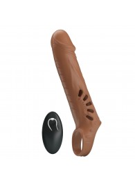 Коричневая вибронасадка с подхватом мошонки и пультом ДУ - Baile - в Кургане купить с доставкой