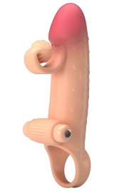 Телесная вибронасадка на пенис с подхватом мошонки - 20 см. - Baile - в Кургане купить с доставкой