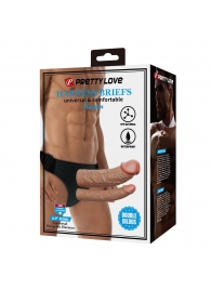 Темно-бежевый фаллопротез для двойного проникновения - 17,5 см. - Baile - купить с доставкой в Кургане