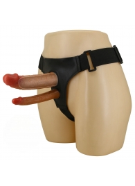 Темно-бежевый фаллопротез для двойного проникновения - 17,5 см. - Baile - купить с доставкой в Кургане