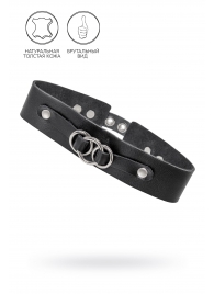Черный чокер-ошейник со связанными кольцами на подложке - Pecado - купить с доставкой в Кургане