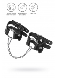 Черные кожаные наручники-браслеты из двух ремешков - Pecado - купить с доставкой в Кургане