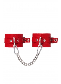 Красные мягкие кожаные оковы с люверсами - Pecado - купить с доставкой в Кургане