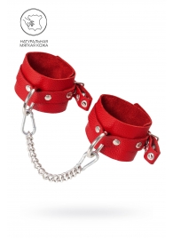 Красные мягкие кожаные оковы с люверсами - Pecado - купить с доставкой в Кургане