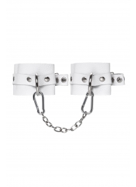 Белые мягкие кожаные наручники с люверсами - Pecado - купить с доставкой в Кургане