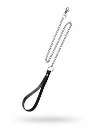 Поводок с ручкой из черной натуральной кожи и карабином для ошейника - Pecado - купить с доставкой в Кургане