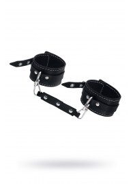 Черные двухслойные кожаные оковы с белой строчкой - Pecado - купить с доставкой в Кургане