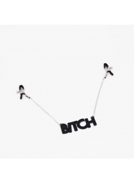 Зажимы на соски с кожаной подвеской Bitch - Crazy Handmade - купить с доставкой в Кургане