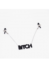 Зажимы на соски с кожаной подвеской Bitch - Crazy Handmade - купить с доставкой в Кургане