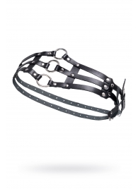 Черный кожаный пояс с кольцами - Pecado - купить с доставкой в Кургане