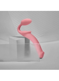 Розовый безремневой страпон Strap-on-me Semi-Realistic Bendable Strap-On size S - Strap-on-me - купить с доставкой в Кургане