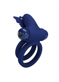 Синее эрекционное кольцо с вибростимуляцией клитора - Baile - в Кургане купить с доставкой