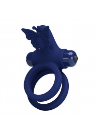 Синее эрекционное кольцо с вибростимуляцией клитора - Baile - в Кургане купить с доставкой