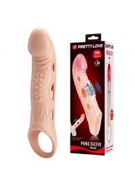 Телесная удлиняющая насадка с рельефом и вибрацией Brad - 21,3 см. - Baile - в Кургане купить с доставкой
