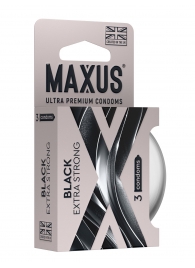 Черные утолщенные презервативы MAXUS Extra Strong с железным кейсом - 3 шт. - Maxus - купить с доставкой в Кургане