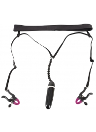 Женские вибростринги с зажимами для половых губ Spreader String with Vibrator - Orion - купить с доставкой в Кургане