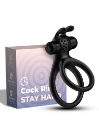 Черное эрекционное виброкольцо с подхватом мошонки Stay Hard - Boys of Toys - в Кургане купить с доставкой