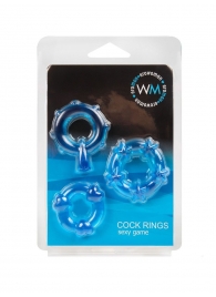 Набор из 3 синих эрекционных колец с различным рельефом - Erowoman-Eroman - в Кургане купить с доставкой