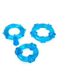 Набор из 3 синих эрекционных колец с различным рельефом - Erowoman-Eroman - в Кургане купить с доставкой