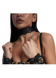 Черный ажурный чокер с золотистой фурнитурой - Crazy Handmade - купить с доставкой в Кургане