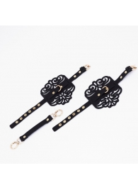 Черный фигурные оковы с золотистой фурнитурой - Crazy Handmade - купить с доставкой в Кургане