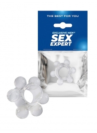 Прозрачное эрекционное кольцо с 6 стимулирующими шариками - Sex Expert - в Кургане купить с доставкой