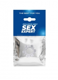 Прозрачное эрекционное кольцо с шариками и шипами - Sex Expert - в Кургане купить с доставкой
