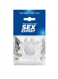 Прозрачное эрекционное кольцо со стимулирующими шариками - Sex Expert - в Кургане купить с доставкой