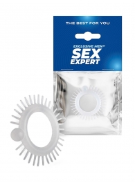 Эластичное эрекционное кольцо с шипиками и шариком - Sex Expert - в Кургане купить с доставкой