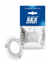 Эластичное эрекционное кольцо с 3 шариками и шипами - Sex Expert - в Кургане купить с доставкой