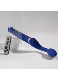 Синий безремневой страпон Multi Orgasm Bendable Strap-On size L с клиторальной стимуляцией - Strap-on-me - купить с доставкой в Кургане