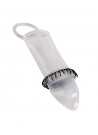 Закрытая насадка на пенис с подхватом мошонки и стимулирующими «ресничками» - Sextaz - в Кургане купить с доставкой