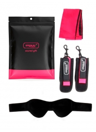 Черно-розовый эротический набор: маска, наручники и повязка - Erokay - купить с доставкой в Кургане