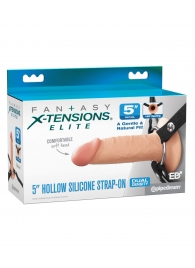 Телесный пустотелый фаллопротез 5’’ Hollow Silicone Strap-On - 14 см. - Pipedream - купить с доставкой в Кургане