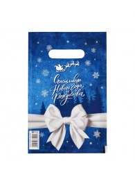 Сине-белый подарочный новогодний пакет с вырубной ручкой (20х30 см) - Сима-Ленд - купить с доставкой в Кургане