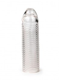 Прозрачная закрытая насадка на пенис с ребрышками - 16 см. - Sex Expert - в Кургане купить с доставкой