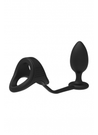 Черное эрекционное кольцо с анальной пробкой Cockstrap With Anal Plug - Dream Toys - в Кургане купить с доставкой