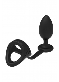 Черное эрекционное кольцо с анальной пробкой Cockstrap With Anal Plug - Dream Toys - в Кургане купить с доставкой