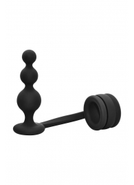 Черное эрекционное кольцо с анальной елочкой Cockring With Beaded Anal Plug - Dream Toys - в Кургане купить с доставкой