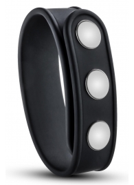 Черное эрекционное кольцо на кнопках - Blush Novelties - в Кургане купить с доставкой