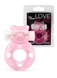 Розовое эрекционное виброкольцо в форме мишки - 1137 - в Кургане купить с доставкой