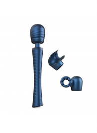 Синий вибромассажёр с насадками Man.wand Edgy - Manwan - в Кургане купить с доставкой
